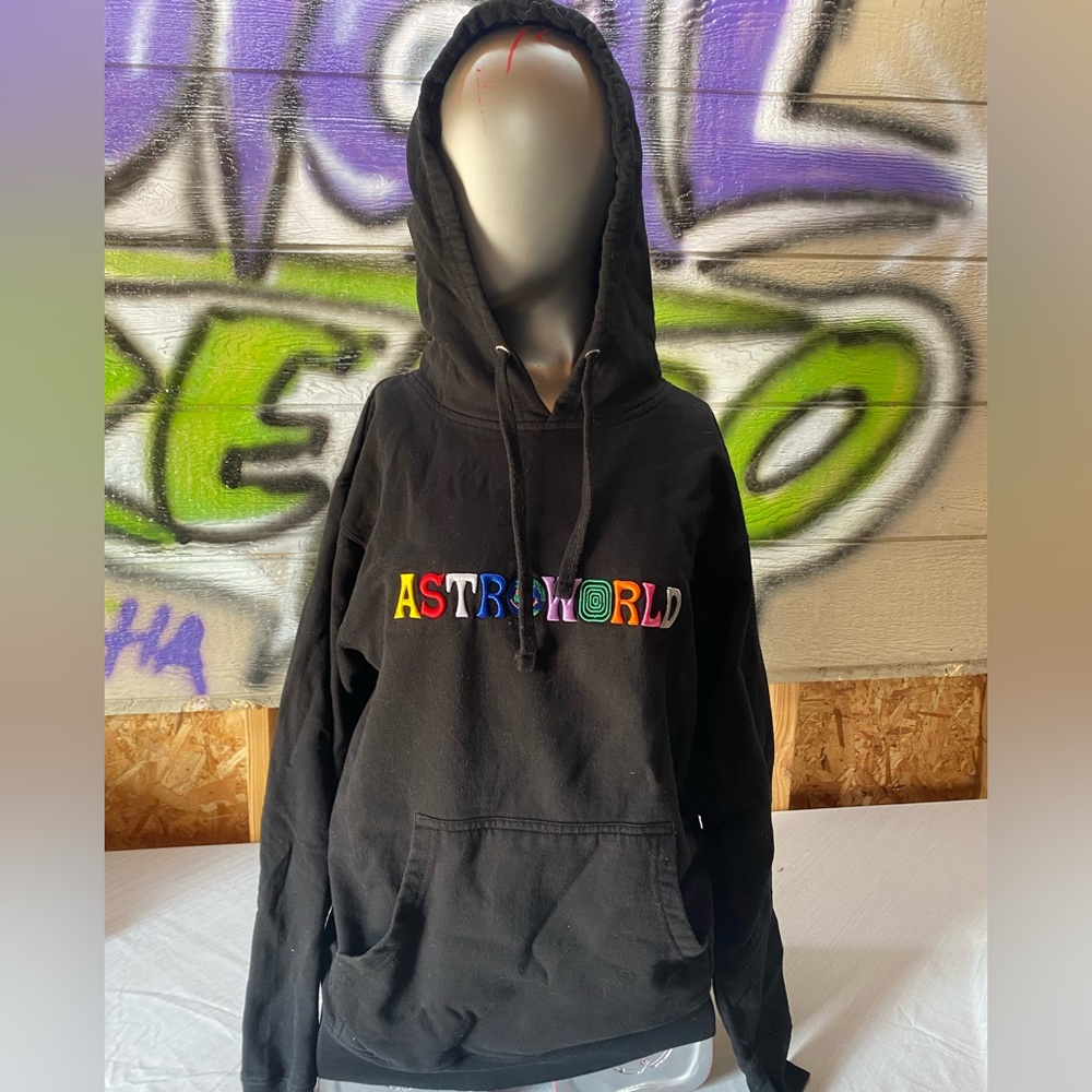 Travis Scott Astroworld “Wish You Were Here” Black Hoodie Size Medium Cotton